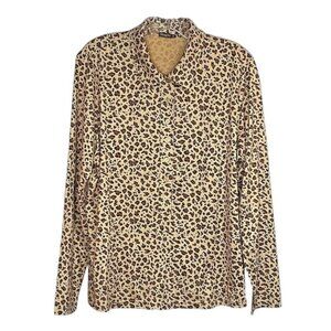J.McLaughlin Leopard Print Silk-Blend Blouse XL
